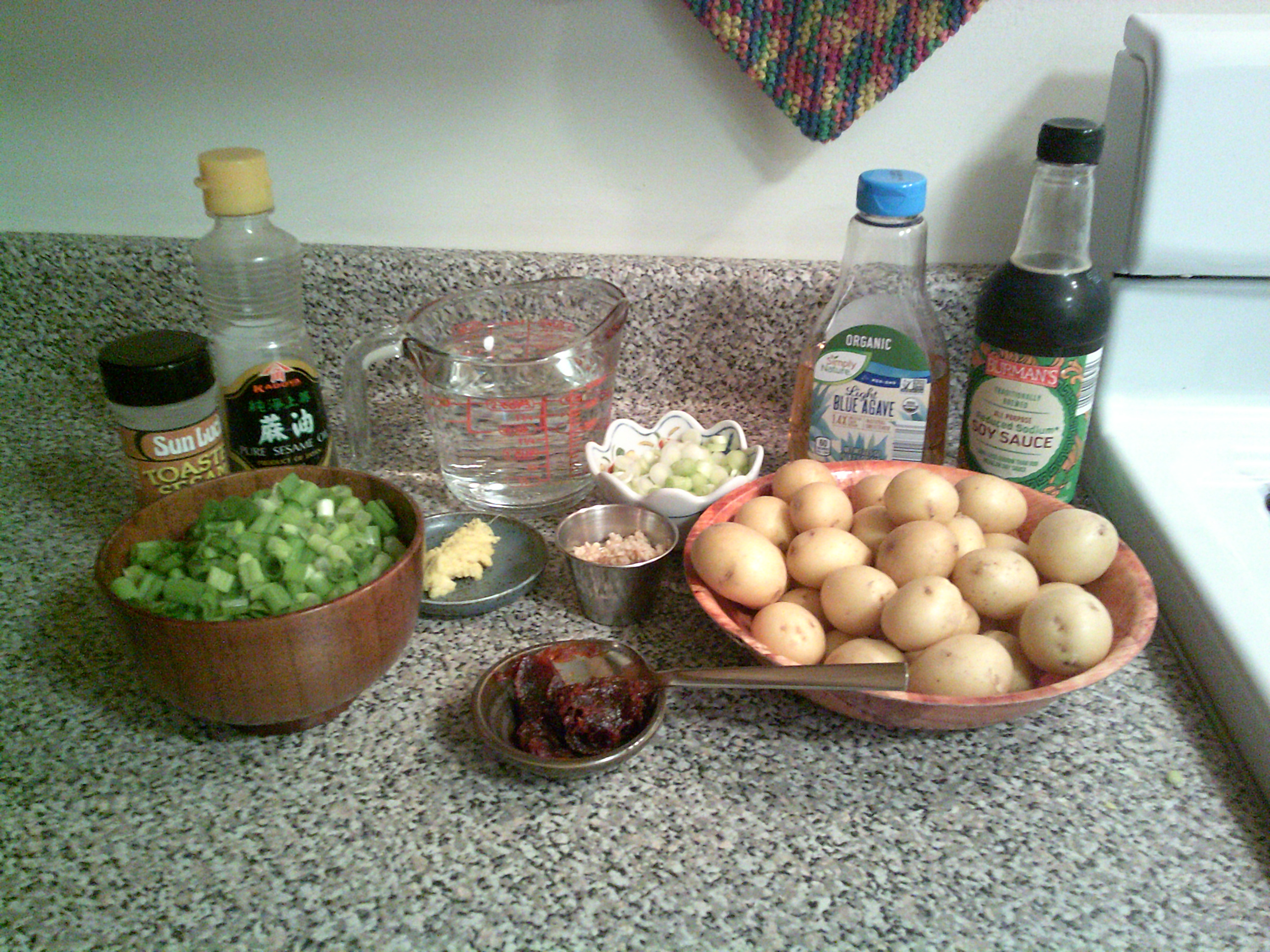 ingredients for gochujang braised potatoes